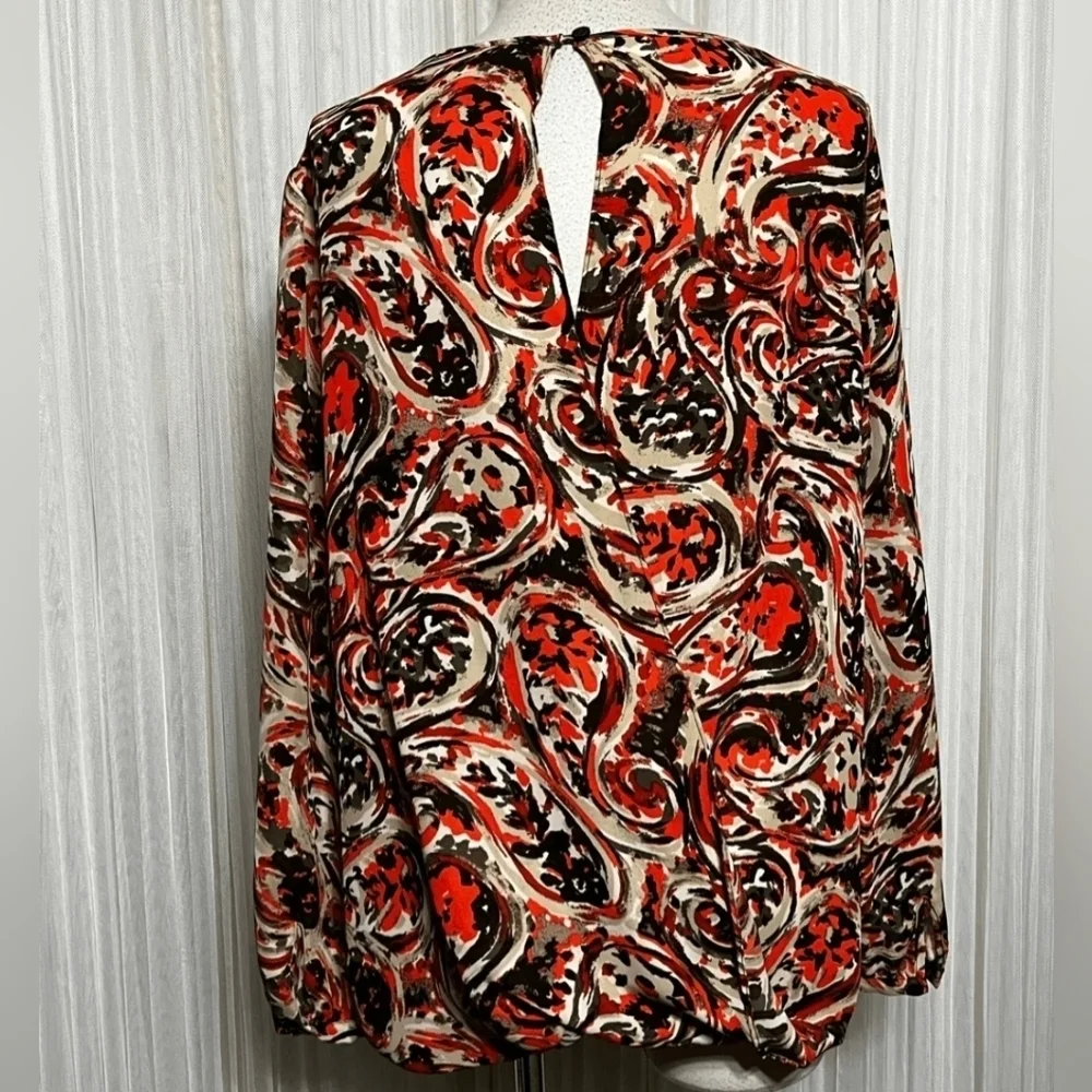 Michael Kors Women’s Chiffon Blouse Size 14 Abstract Print Long Sleeve